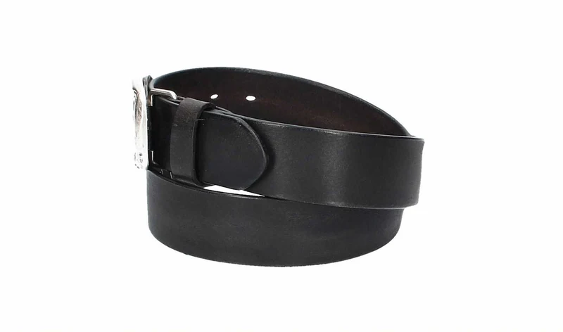Ledergürtel 40 mm breit Vintage Schwarz