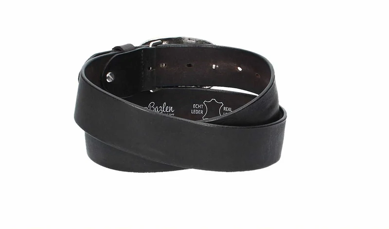 Ledergürtel 40 mm breit Vintage Schwarz