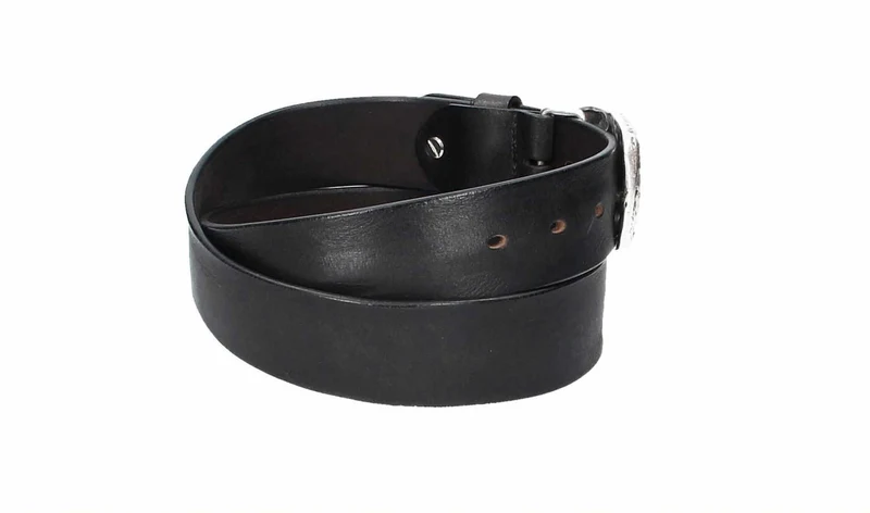 Ledergürtel 40 mm breit Vintage Schwarz