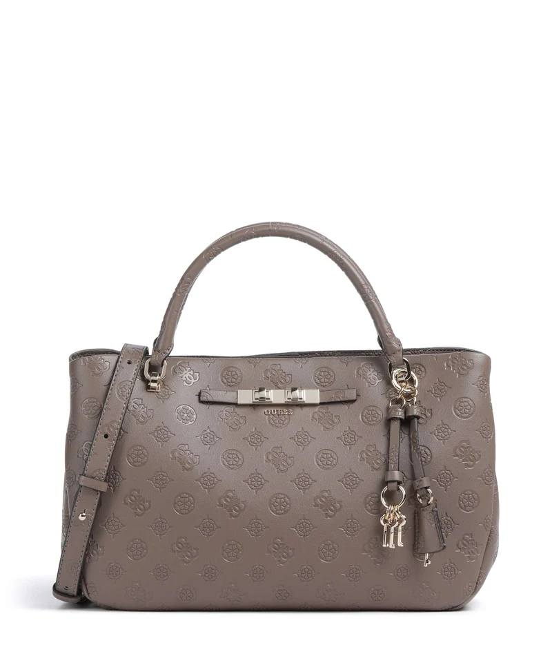 Guess Carmella Girlfriend Handtasche taupe logo