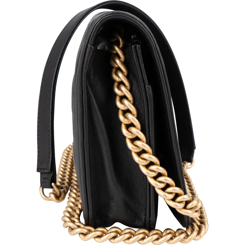 Chanel Quilted Lambskin Boy Wallet On Chain Crossbody Bag