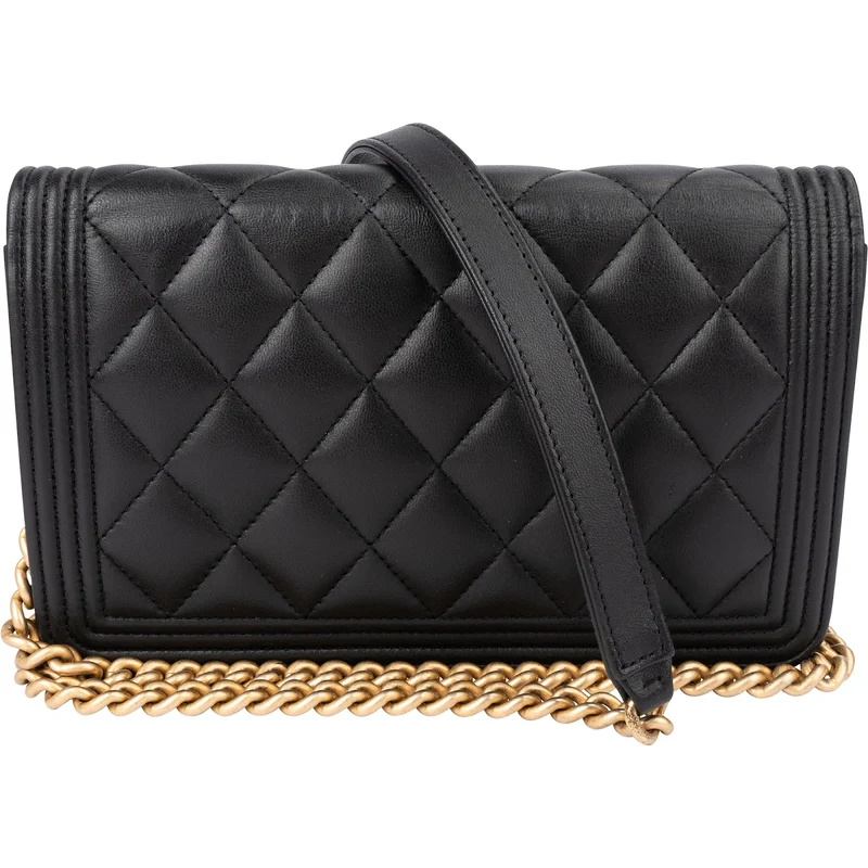 Chanel Quilted Lambskin Boy Wallet On Chain Crossbody Bag