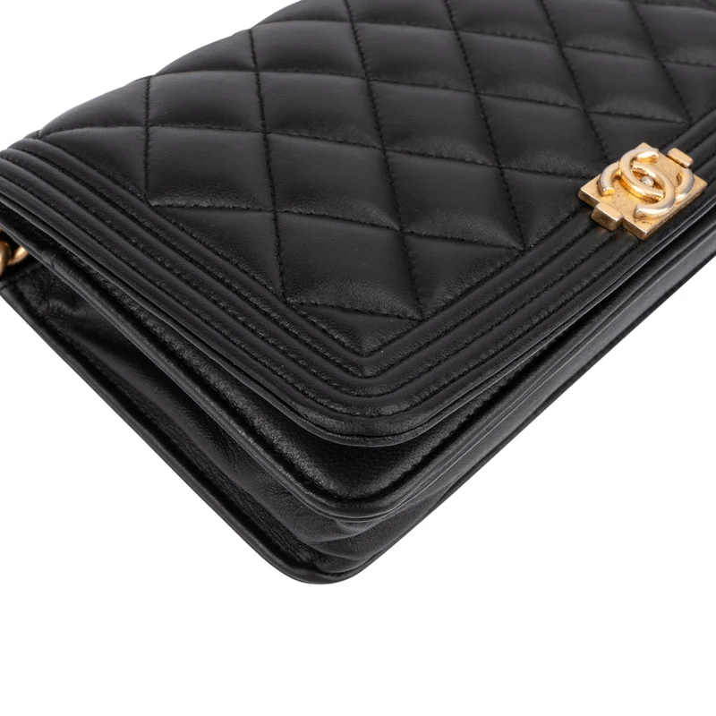 Chanel Quilted Lambskin Boy Wallet On Chain Crossbody Bag