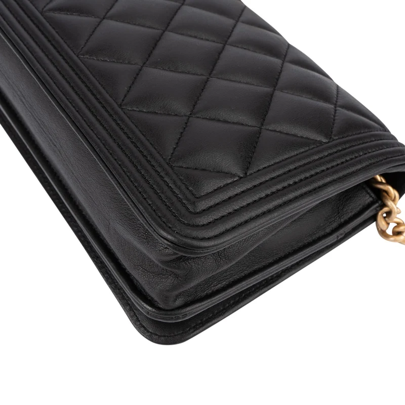 Chanel Quilted Lambskin Boy Wallet On Chain Crossbody Bag