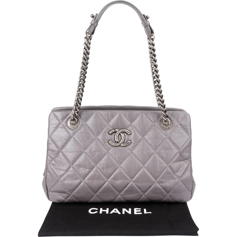Chanel Quilted Glazed Calfskin Modern Chain Tote Shoulder Bag