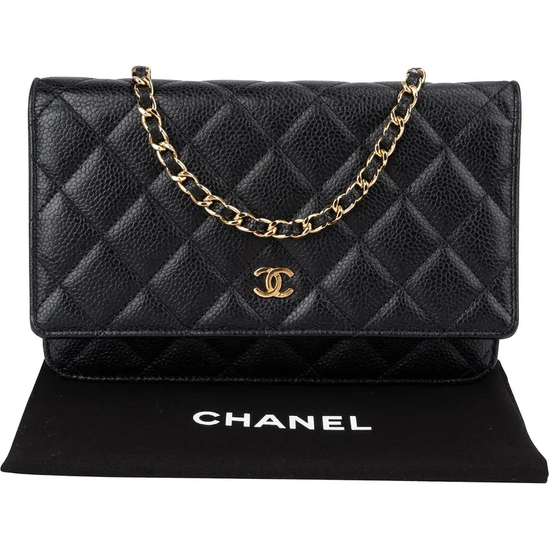 Chanel Quilted Caviar Leather Wallet On Chain Crossbody Bag