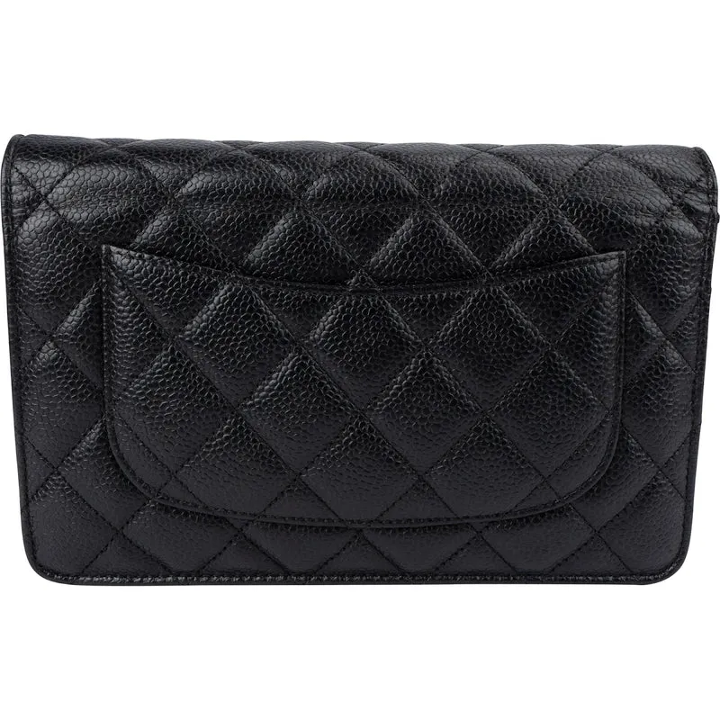 Chanel Quilted Caviar Leather Wallet On Chain Crossbody Bag