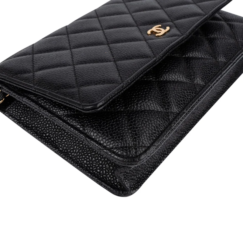 Chanel Quilted Caviar Leather Wallet On Chain Crossbody Bag