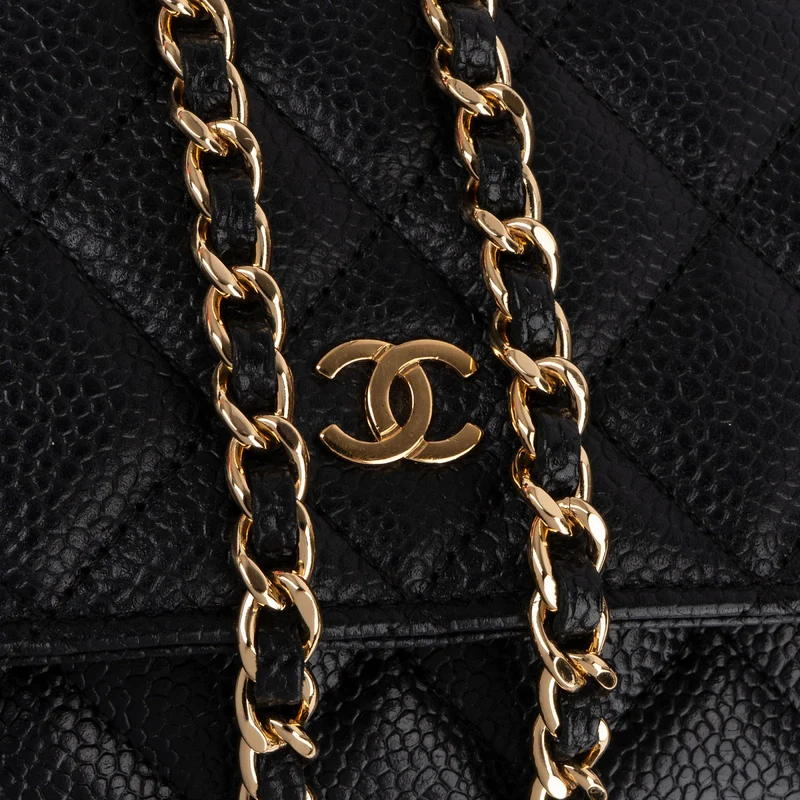 Chanel Quilted Caviar Leather Wallet On Chain Crossbody Bag