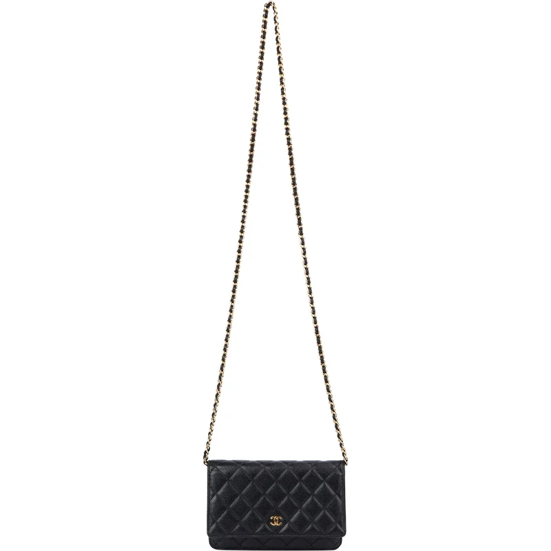 Chanel Quilted Caviar Leather Wallet On Chain Crossbody Bag