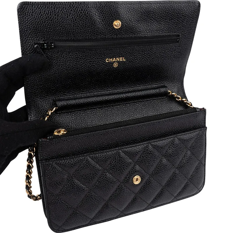 Chanel Quilted Caviar Leather Wallet On Chain Crossbody Bag