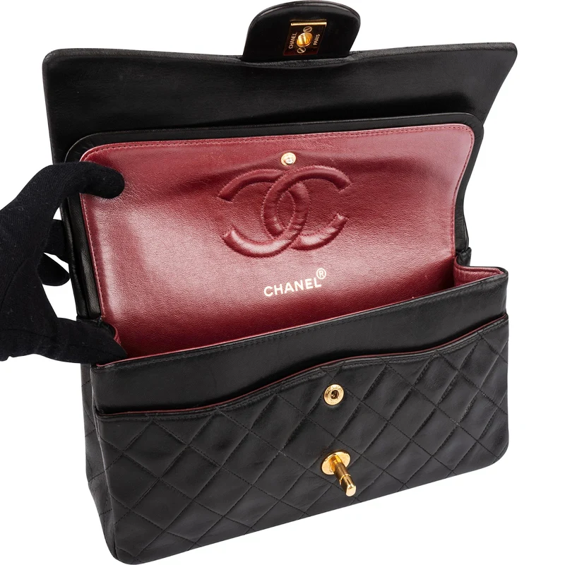 Chanel Quilted Lambskin 24K Gold Medium Double Flap Shoulder Bag