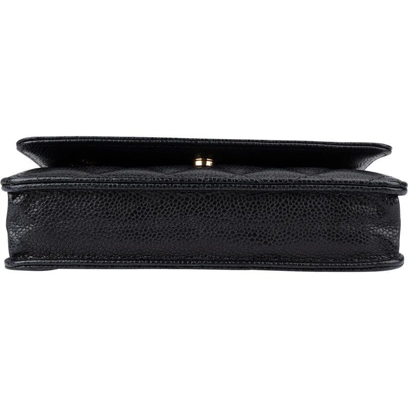 Chanel Quilted Caviar Leather Palladium Wallet On Chain Crossbody Bag