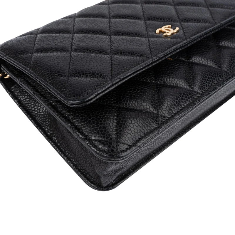 Chanel Quilted Caviar Leather Palladium Wallet On Chain Crossbody Bag