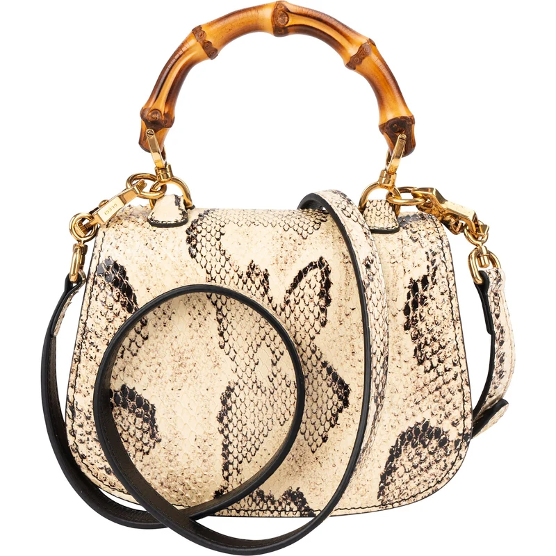 Gucci Multicolor Python Leather Bamboo 1947 Mini Top Handle Handbag