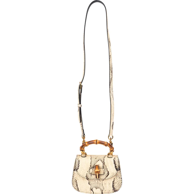 Gucci Multicolor Python Leather Bamboo 1947 Mini Top Handle Handbag