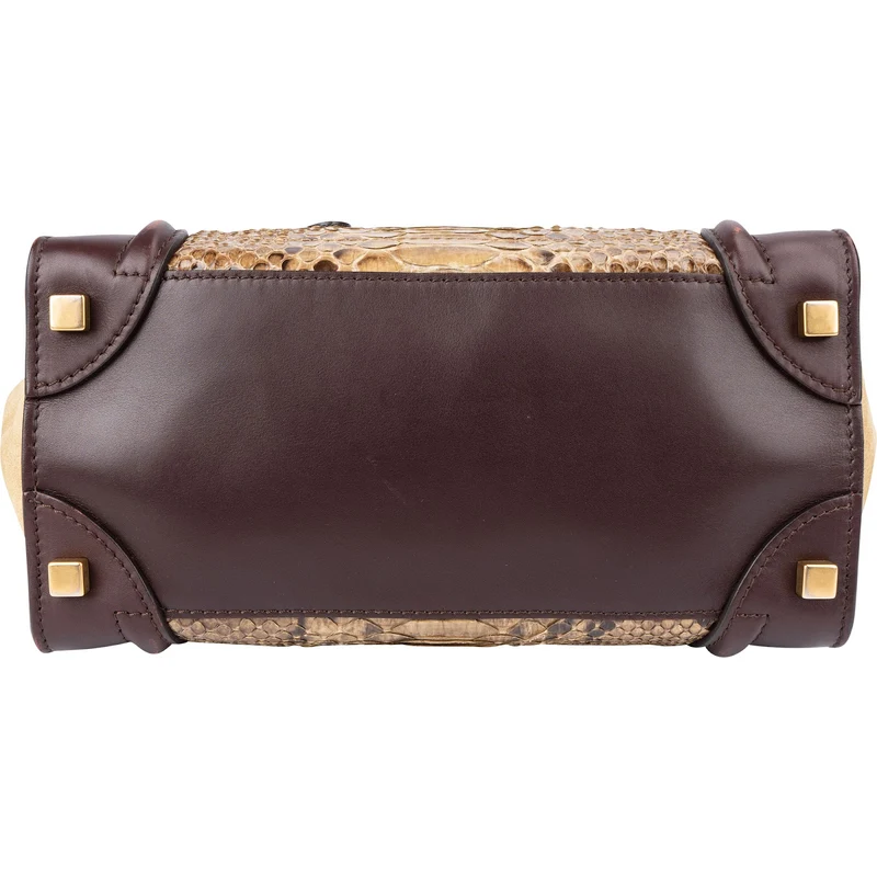Céline Python Leather Tricolor Luggage Tote Handbag