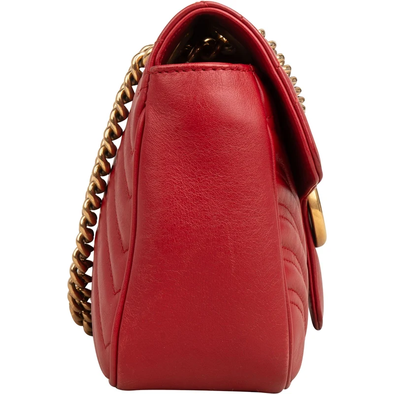 Gucci Chevron Matelassé Leather GG Marmont Medium Shoulder Crossbody Bag