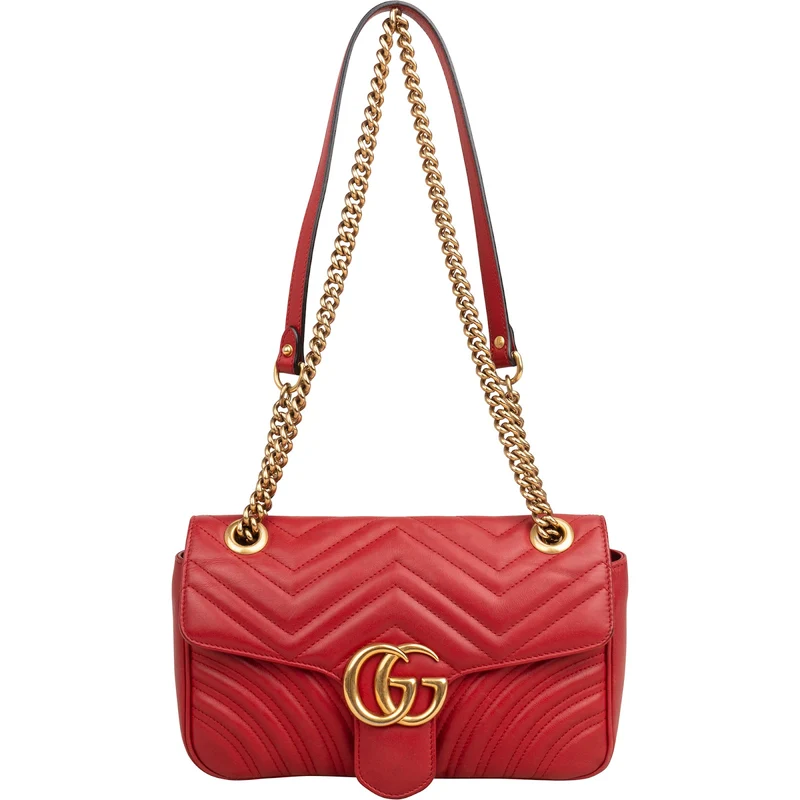 Gucci Chevron Matelassé Leather GG Marmont Medium Shoulder Crossbody Bag