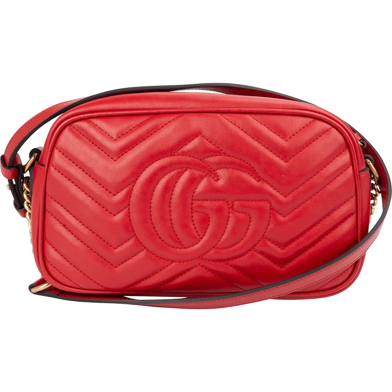 Gucci Chevron Leather GG Marmont Medium Crossbody Bag