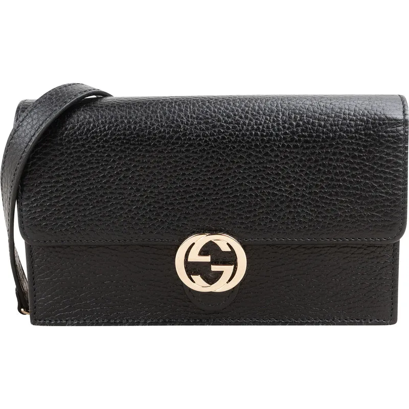 Gucci Leather Interlocking GG Wallet On Chain Crossbody Bag