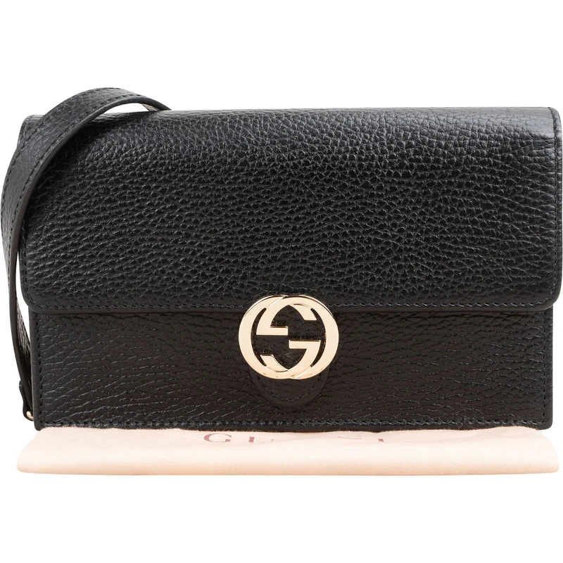 Gucci Leather Interlocking GG Wallet On Chain Crossbody Bag