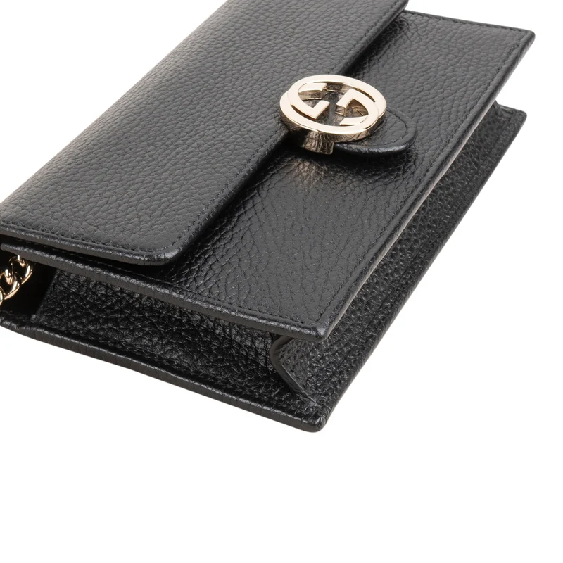 Gucci Leather Interlocking GG Wallet On Chain Crossbody Bag