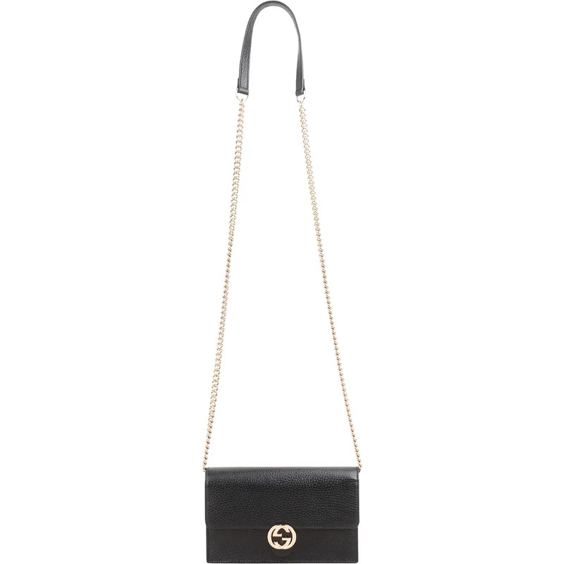 Gucci Leather Interlocking GG Wallet On Chain Crossbody Bag