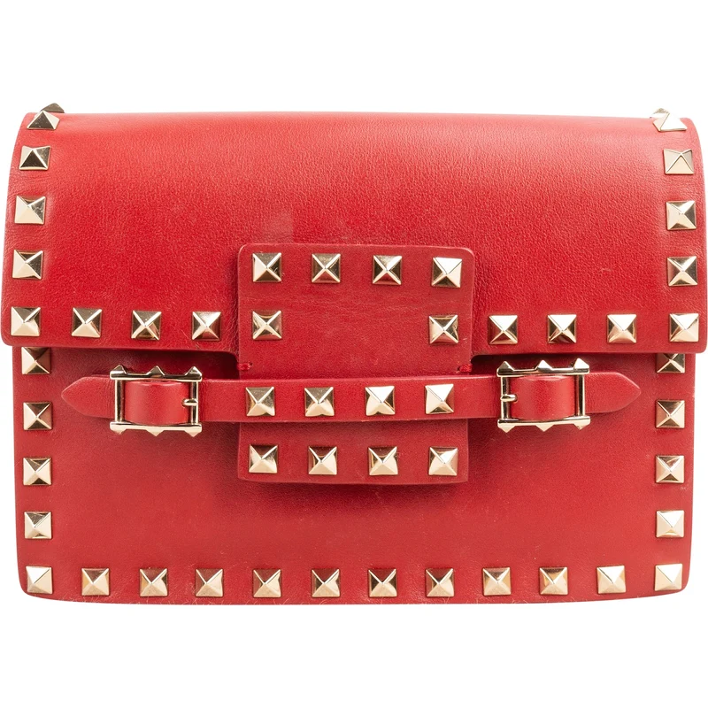 Valentino Garavani Red Calfskin Rockstud Crossbody Bag