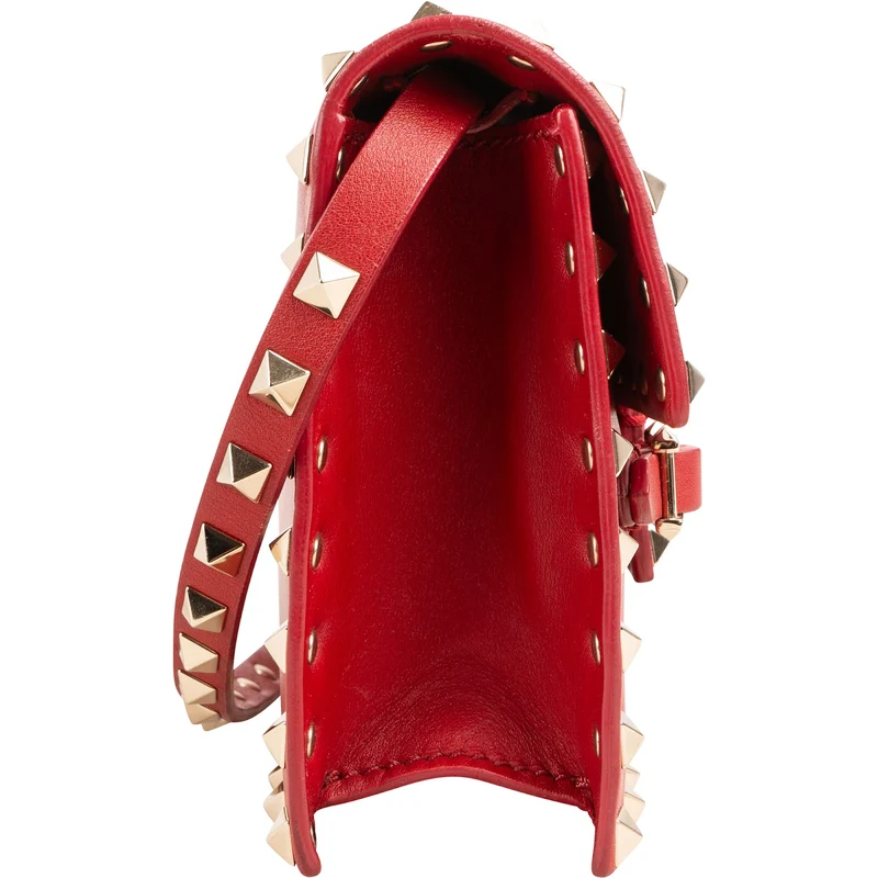Valentino Garavani Red Calfskin Rockstud Crossbody Bag