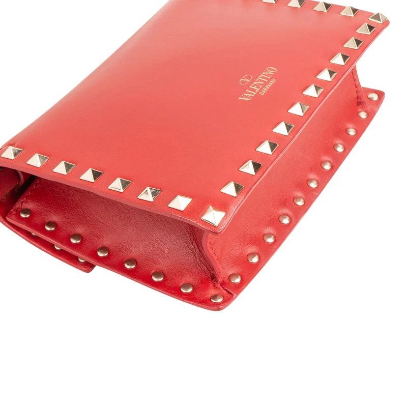 Valentino Garavani Red Calfskin Rockstud Crossbody Bag