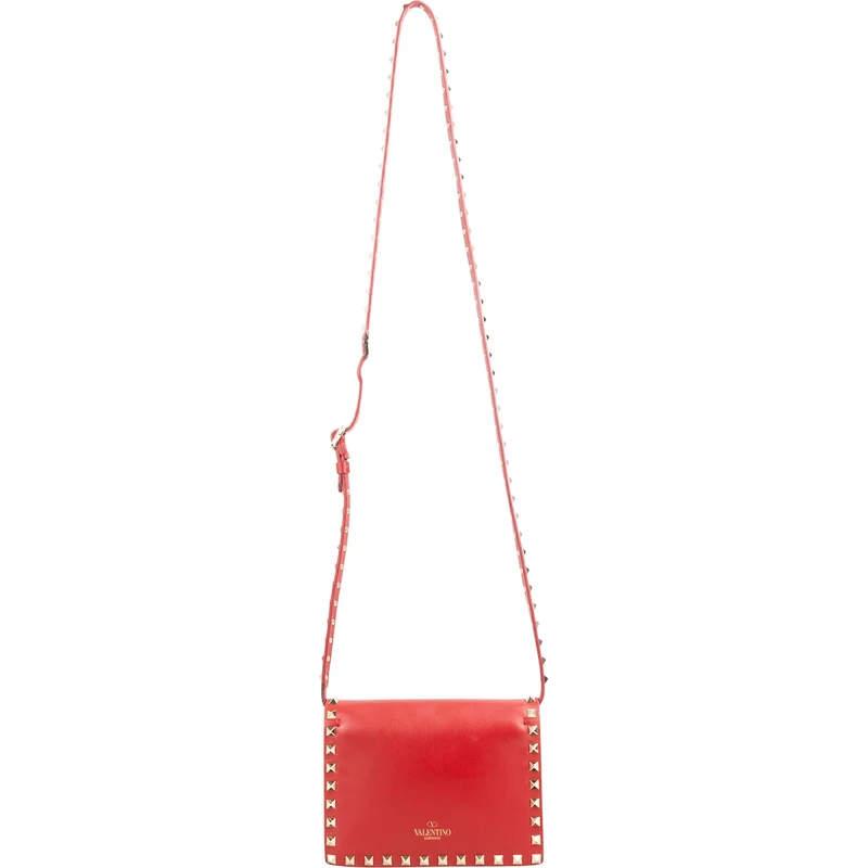 Valentino Garavani Red Calfskin Rockstud Crossbody Bag