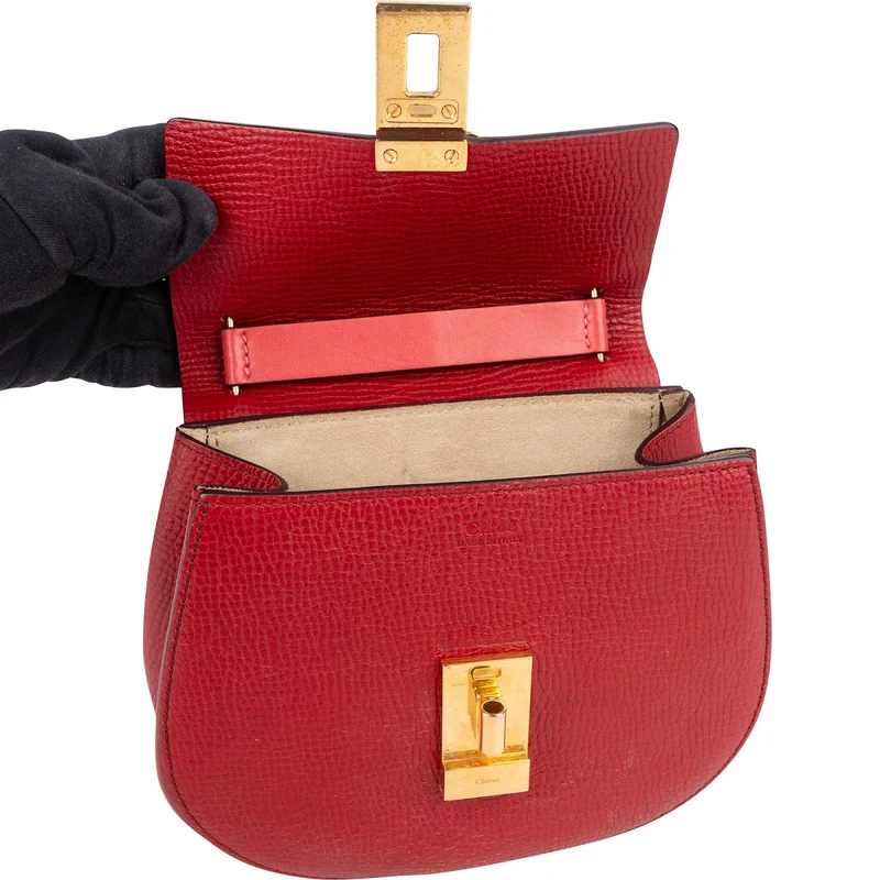 Chloé Red Leather Drew Crossbody Bag