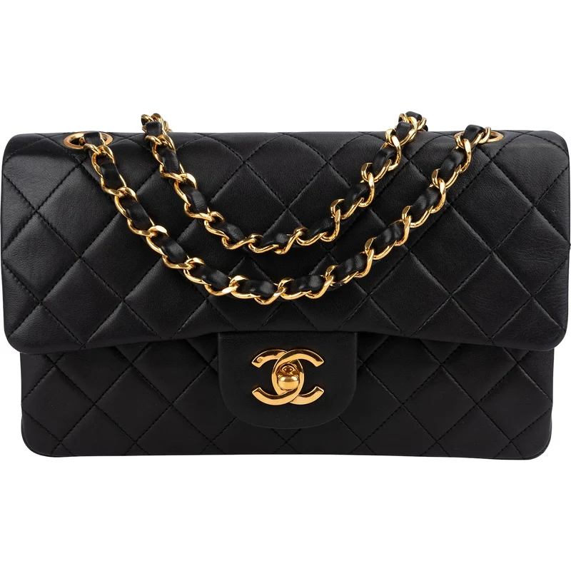 Chanel Quilted Lambskin 24K Gold Small Double Flap Shoulder Bag