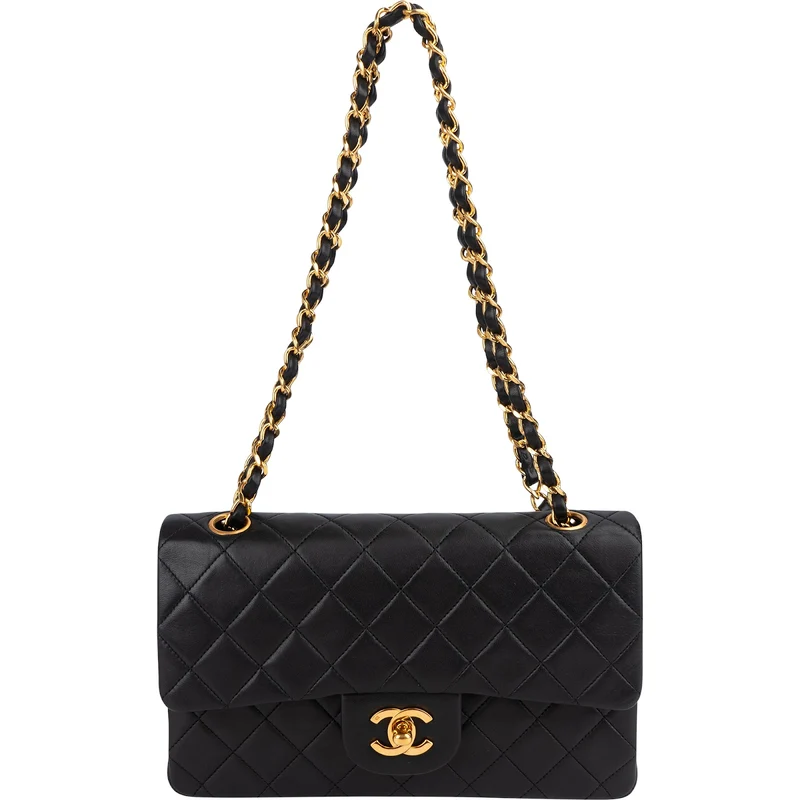Chanel Quilted Lambskin 24K Gold Small Double Flap Shoulder Bag