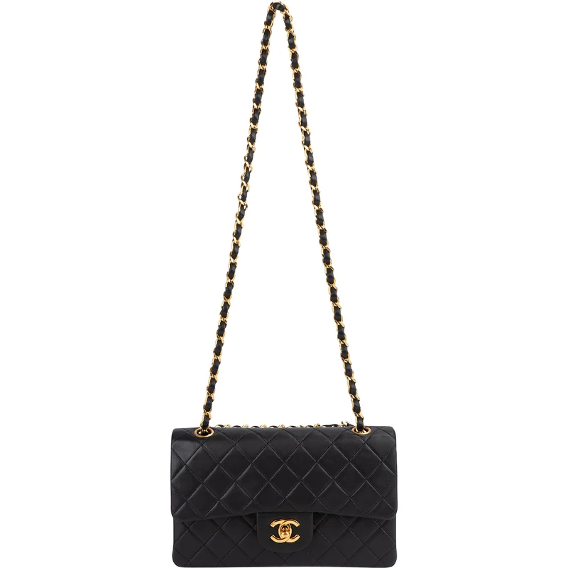 Chanel Quilted Lambskin 24K Gold Small Double Flap Shoulder Bag