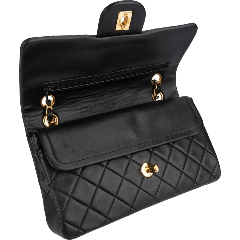 Chanel Quilted Lambskin 24K Gold Small Double Flap Shoulder Bag
