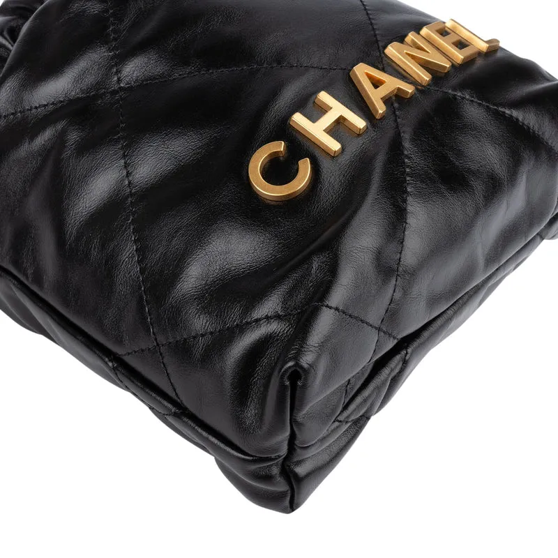 Chanel 22 Stitching Lambskin Small Drawstring Bag Handbag