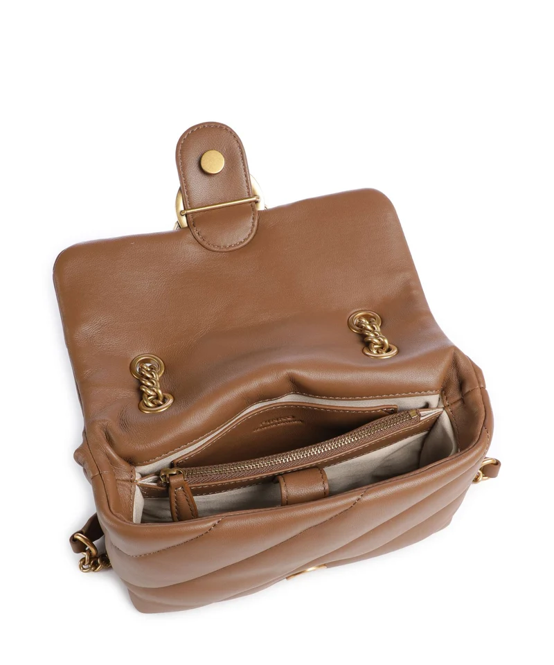 Pinko Love Puff Mini Schultertasche marrone cognac/antique gold
