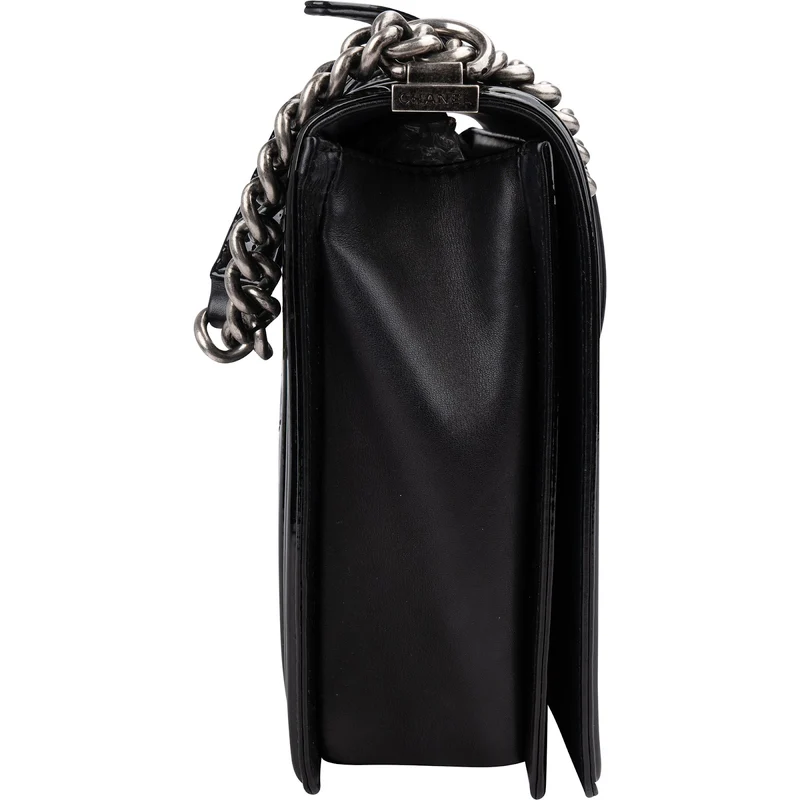Chanel Quilted Patent Leather Jumbo Boy Single Flap Crossbody Bag