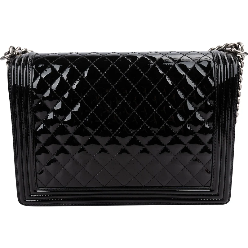 Chanel Quilted Patent Leather Jumbo Boy Single Flap Crossbody Bag