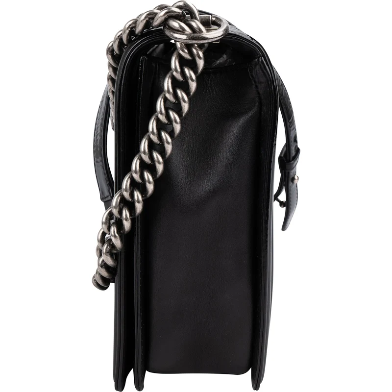Chanel Quilted Patent Leather Jumbo Boy Single Flap Crossbody Bag