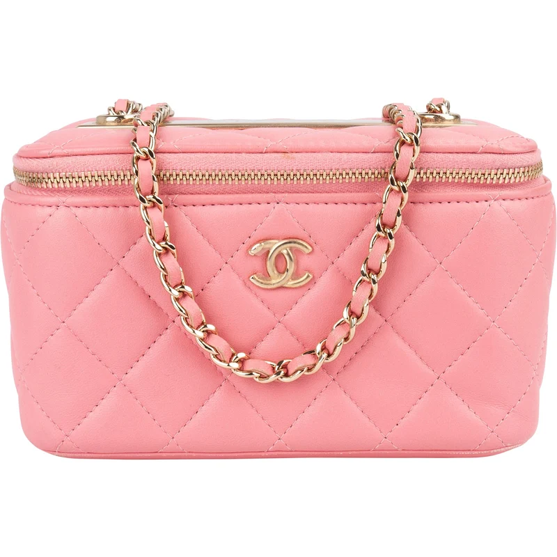 Chanel Quilted Lambskin CC Mini Vanity Case Chain Crossbody Bag