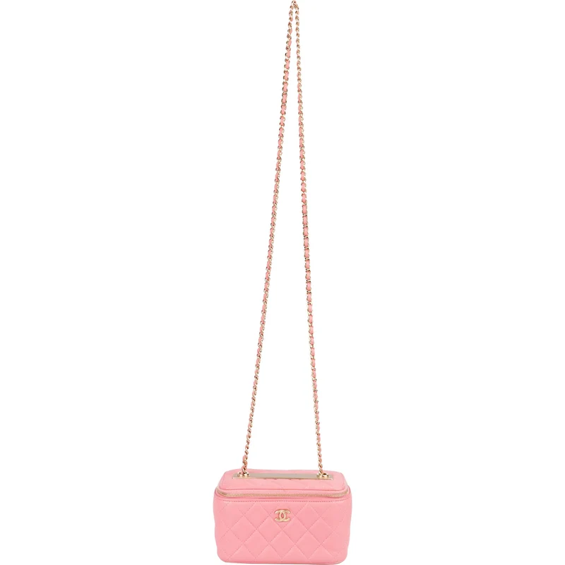 Chanel Quilted Lambskin CC Mini Vanity Case Chain Crossbody Bag