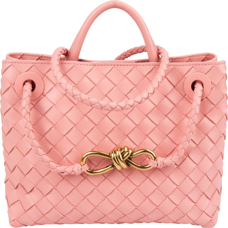 Bottega Veneta Pink Intrecciato Leather Small Andiamo Tote Handbag