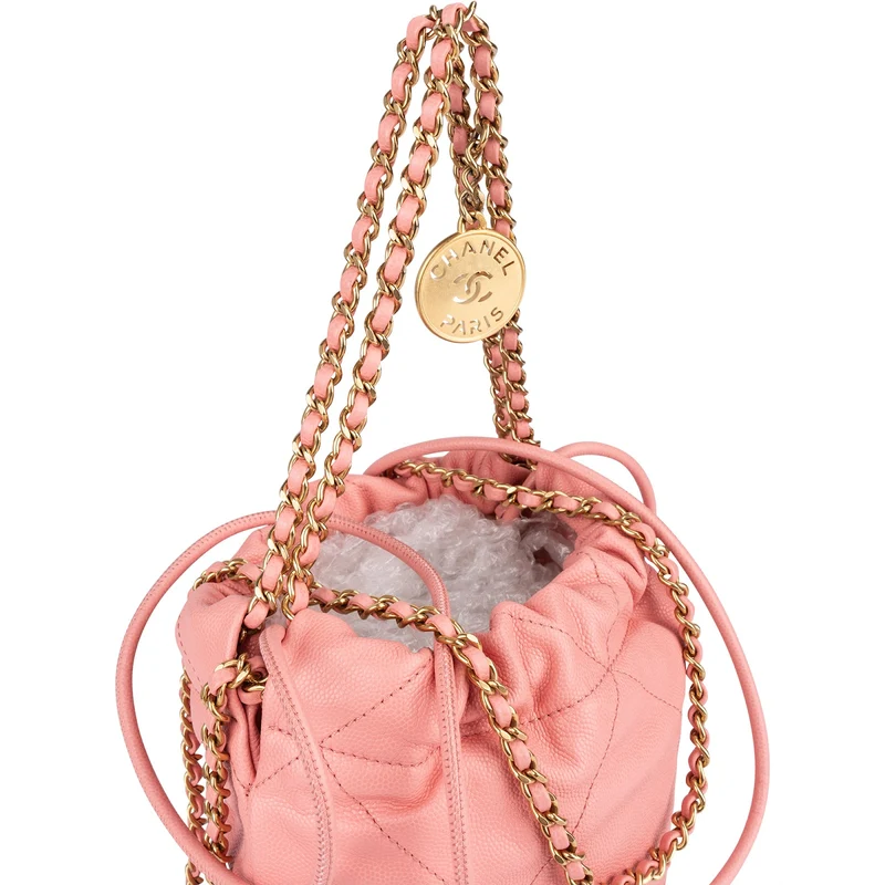 Chanel 22 Caviar Leather Small Drawstring Bag Handbag