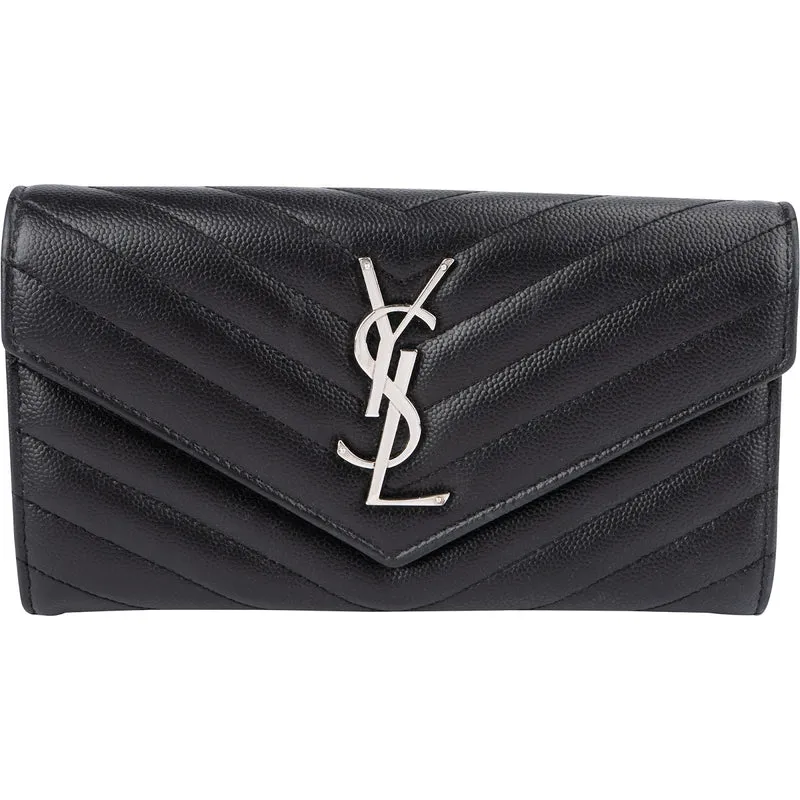 Saint Laurent Grain De Poudre Matelassé Flap Wallet