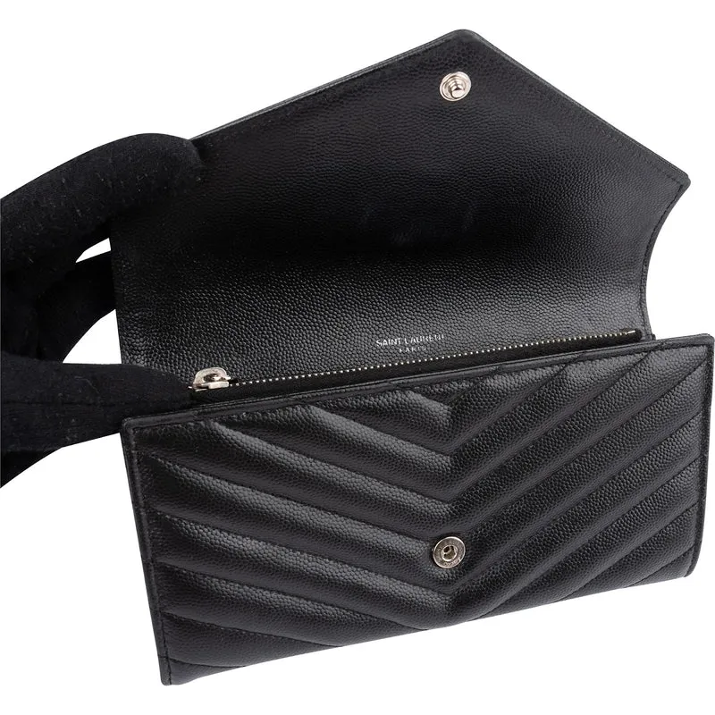 Saint Laurent Grain De Poudre Matelassé Flap Wallet