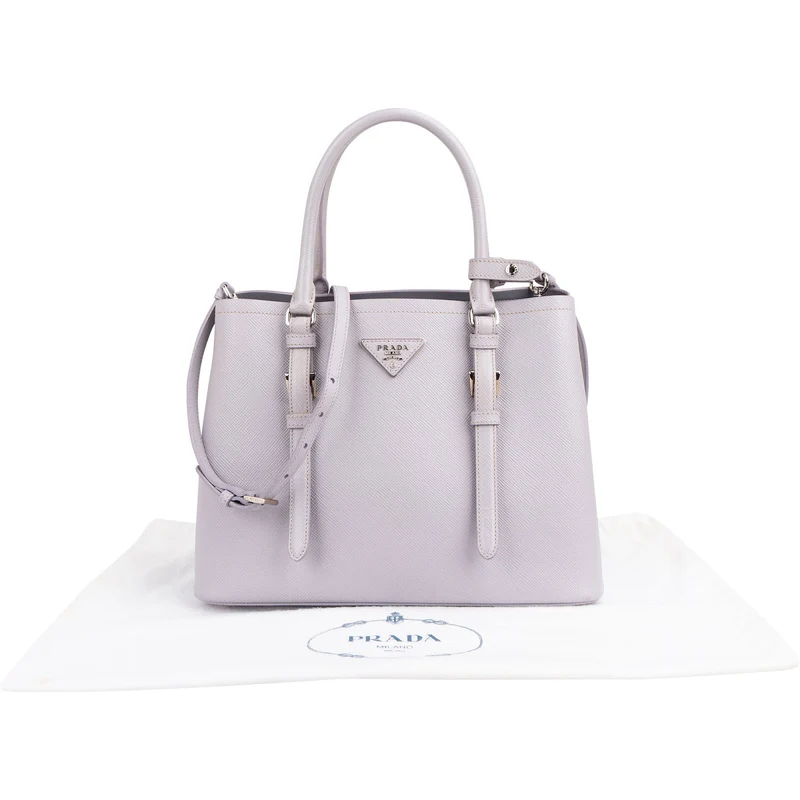 Prada Saffiano Leather Cuir Tote Double Handbag