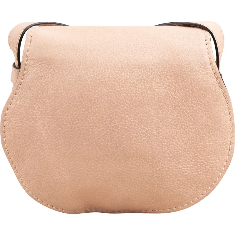Chloé Rose Grained Leather Marcie Small Saddle Crossbody Bag